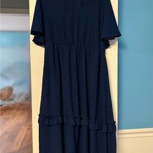 BloomChic Navy Polka Dot Midi Ruffle Dress 18/20